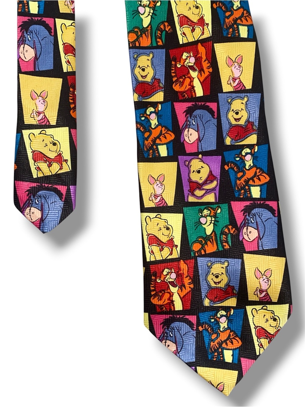 Vintage 90’s Licensed Winnie the Pooh Character Tie - Multicolor Cartoon Squares